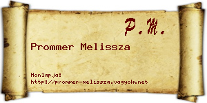 Prommer Melissza névjegykártya